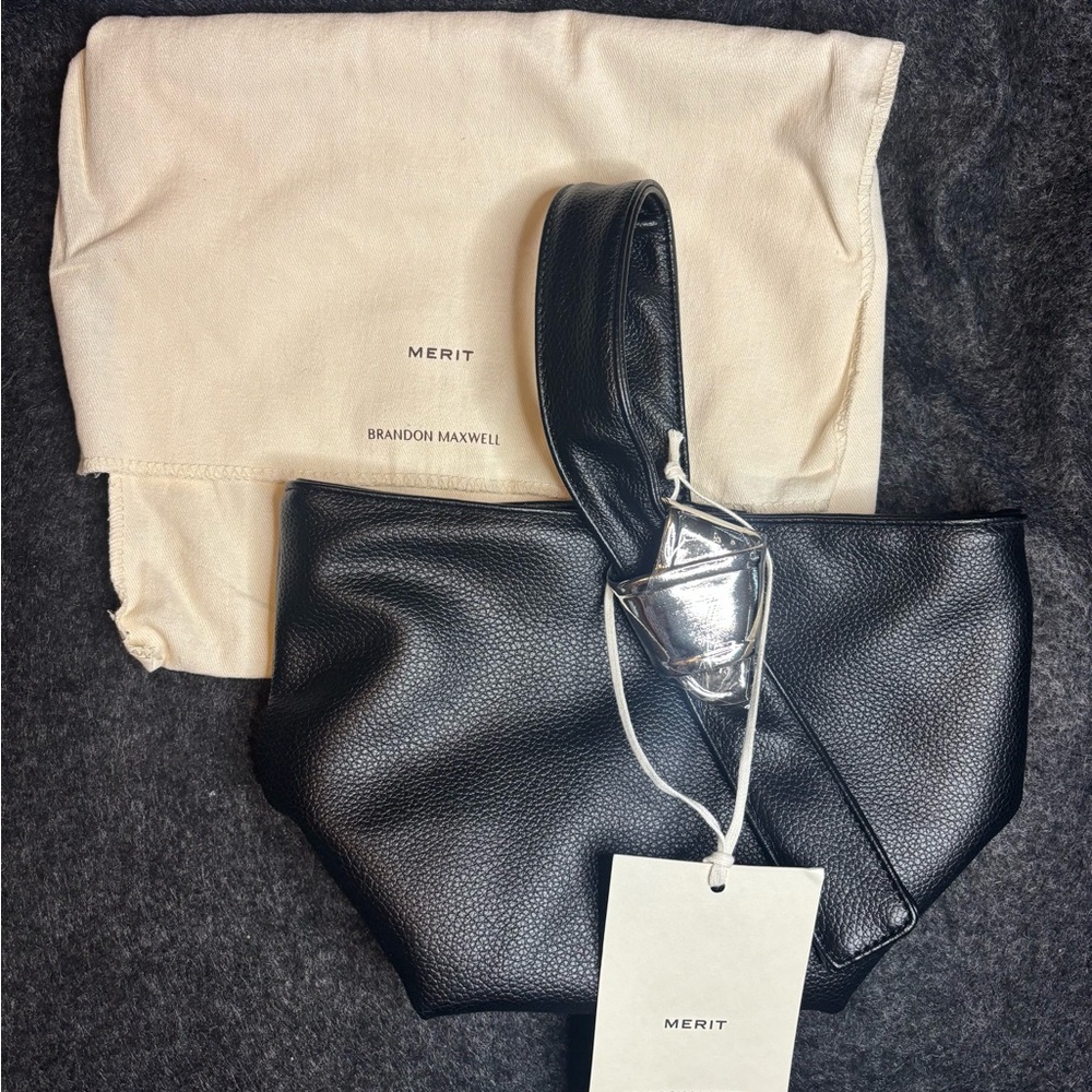 MERIT x Brandon Maxwell Black Leather Clutch Wristlet — New  + Dust Bag